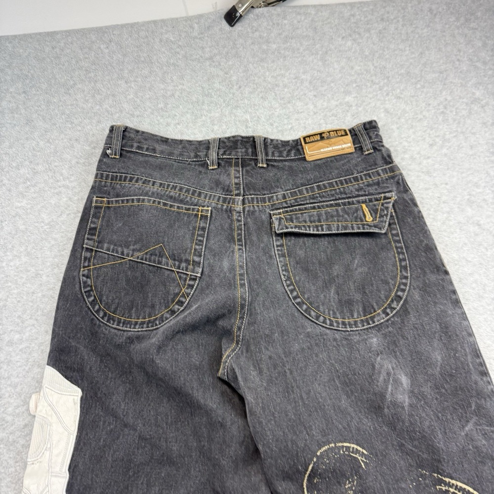 Vintage RAW BLUE Air Force Sneaker Y2K 3D Embroidered Baggy Jeans Shoe 36x32 - Picture 6 of 13